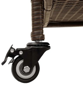 barna polyrattan kerti tárolóláda kerekekkel 110x55x73 cm