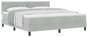 Boxspring Ágy Matraccal Világosszürke Szuper King Bársony