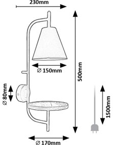 Rabalux 71293 - Fali lámpa polccal AZOME 1xE27/15W/230V bükkfa
