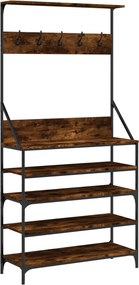 vidaXL füstös tölgy színű ruhafogas cipőpolccal 90x34x184 cm