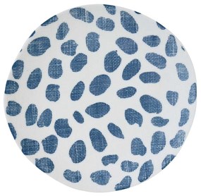 Porcelán desszertes tányér kék fehér pöttyös szövött hatású Blue Breeze Dots