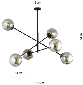 Csillár rúdon LINEAR 6xE14/10W/230V fekete/szürke