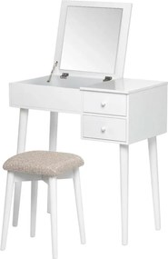 Beauty fehér fésülködőasztal tükörrel, ékszertartóval és 2 fiókkal - Chez Ro