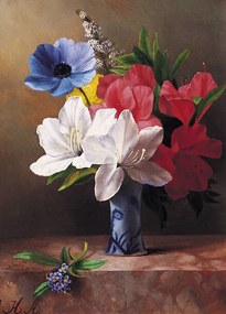 Illusztráció Flowers in a blue vase, Fine Art Photographic, (30 x 40 cm)