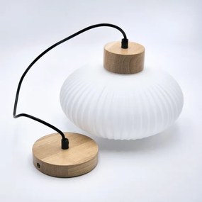 Csillár zsinóron HARMONY 1xE27/15W/230V átm. 25 cm fehér/tölgy