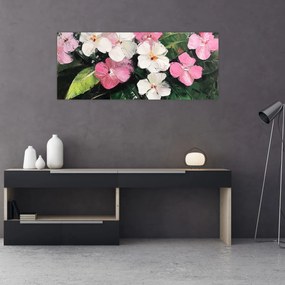 Kép - Rózsaszín és fehér virágok (120x50 cm)