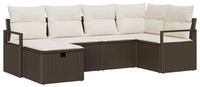 Kerti Kanapé Szett 6 pcs Barna és krémszínű 232 x 122 x 85 cm