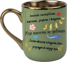 Elegáns bögre "Az én gazdagságom megerősítések" 330 Zöld
