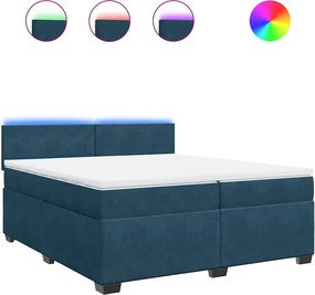 vidaXL kék bársony rugós ágy matraccal 200x200 cm