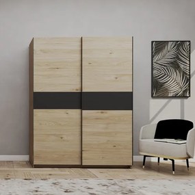 BERNO ruhásszekrény, 150 cm | Jackson hickory tölgy + Antracit