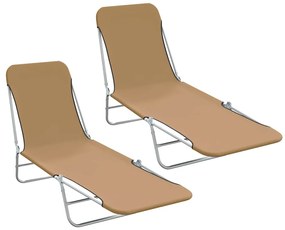 vidaXL 2 db tópszínű összecsukható acél és szövet napozóágy