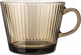 Üveg bögre bordázott borostyán 410ml 1db