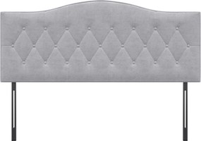 HOMCOM Ágytámla Kárpitozott Szürke Poppely Velúr Szövetből 185 x 8 x 134 cm | Aosom