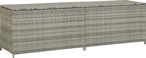 Szürke Polyrattan Kerti Tárolóláda 200 X 50 X 60 Cm
