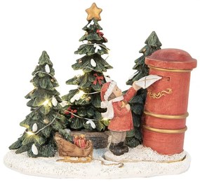 Levelet feladó gyerek piros postaládával LED-es dekoráció