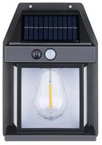 Led lámpatest , napelemes , mozgás- és szürkületérzékelős , 1 Watt , természetes fehér , kültéri , fekete , IP44