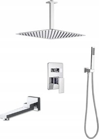 Falsík Alatti Zuhanyszett Csavaros Kifolyócső Króm Esőztető 25 cm