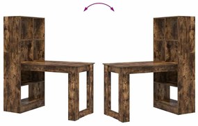 Asztal polcokkal Füstölt tölgy 122 x 67 x 145 cm Faanyag