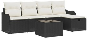 Kerti Kanapé Szett 6 pcs Fekete és krémszínű 231 x 117 x 85 cm
