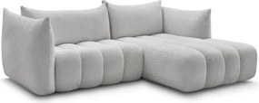 Világosszürke buklé sarokkanapé (jobb oldali-heverő résszel) Azra – Bobochic Paris