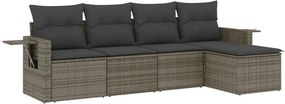 vidaXL 5 részes szürke polyrattan kerti ülőgarnitúra párnákkal