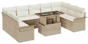 vidaXL Kerti Kanapé Szett párnával párnával 10 pcs Bézs Poly Rattan