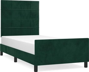 vidaXL sötétzöld bársony ágykeret matrac nélkül 100x200 cm
