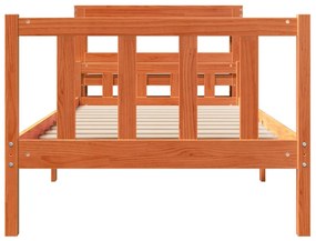 viaszbarna tömör fenyőfa ágykeret fejtámlával 90 x 190 cm