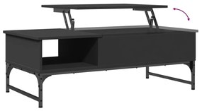 fekete szerelt fa és fém dohányzóasztal 100 x 50 x 35 cm