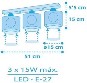 Dalber 60653 - Gyerek mennyezeti lámpa KALÓZ ISLAND 3xE27/15W/230V