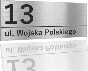 Házszám Tábla Ezüst Rozsdamentes 45x20 utca Házszám