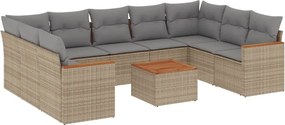 vidaXL 10 részes vegyes bézs polyrattan kerti ülőgarnitúra párnákkal