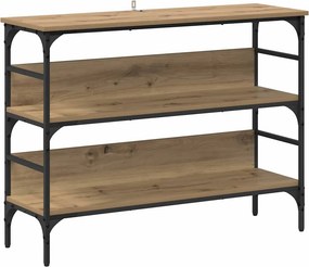 vidaXL Konzolasztal polcokkal kézműves tölgy 100 x 32 x 75 cm Faanyag