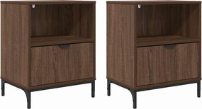 vidaXL Éjjeliszekrény 2 pcs barna tölgy 49 x 36 x 61 cm Faanyag