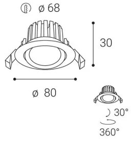 LED2 - LED Fürdőszobai beépíthető lámpa MAX LED/8W/230V IP65