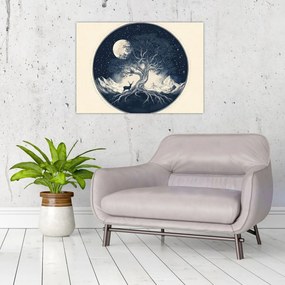 Kép – Mágikus fa szarvassal I. (70x50 cm)