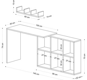PC asztal Jumbo (fehér + tölgy). 1073389