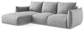 Világosszürke kinyitható sarokkanapé (bal oldali-heverő résszel) Leila – Makamii