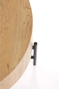 Liviano kerek dohányzóasztal 45 cm fém lábakkal - natúr tölgy / fekete