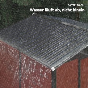 Kerti Ház fém kerti fészer, időjárásálló és rozsdamentes, zárható, 2,40 x 2,06 x 1,98 m, teakfa
