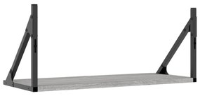 2 db szürke sonoma színű szerelt fa fali polc 60 x 25 x 25,5 cm