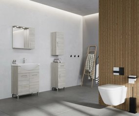 Rubino 65cm-es két ajtós fürdőszobaszekrény polccal szürke tölgy + mosdó