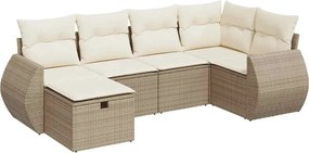 vidaXL 6 részes bézs polyrattan kerti ülőgarnitúra párnával