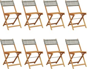 vidaXL 8 db szürke polyrattan és tömör fa összecsukható kerti szék