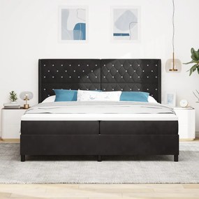 Boxspring Ágy Matracra Fekete 200x200 cm Bársonyos