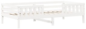 fehér tömör fenyőfa ágy és pad szett tetővel 75 x 190 cm