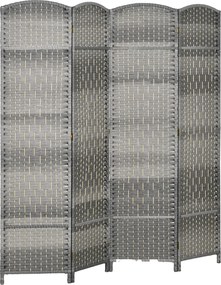HOMCOM 4-Panel Hajtható Képernyő 180x180 cm Szobaelválasztó Privacy Screen Polipropilén Irodához Hálószobába Szürke Mix | Aosom