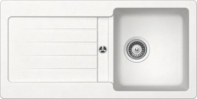 Schock Typos D-100S konyhai mosogatótálca Cristalite Alpina 860 x 435 mm, gránit, megfordítható, hagyományos beépítés, fehér