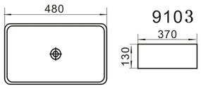 Erga Kamilah, asztali mosogató 480x370x130 mm, fehér fényes, ERG-V03-9103B-WH