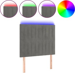 vidaXL világosszürke bársony LED-es fejtámla 100x5x118/128 cm